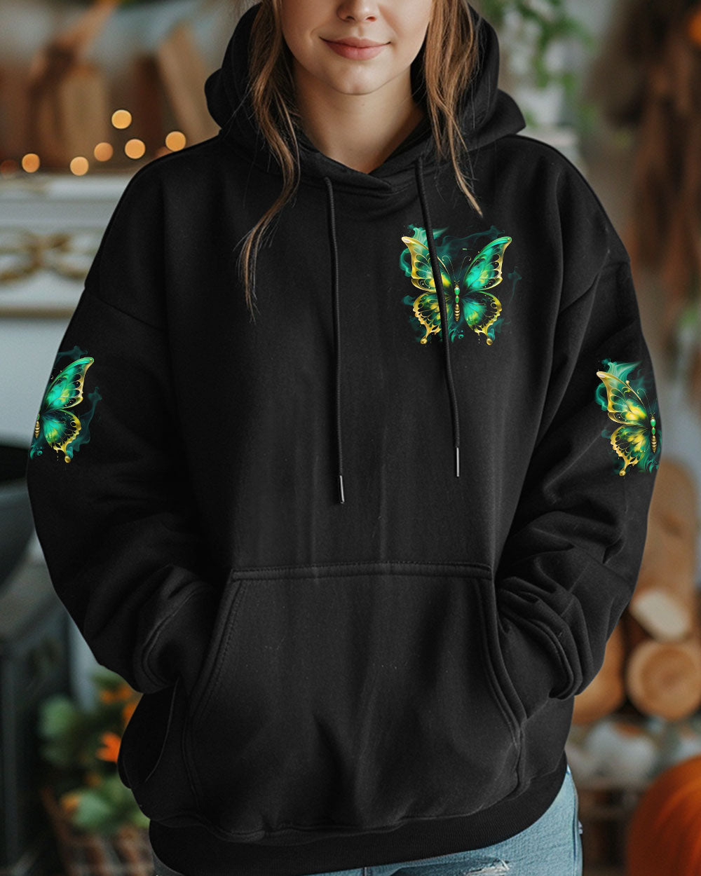 Just Breathe Everything is Going to Be Okay Glowing Butterfly AOP Shirts _4_ KDvW3