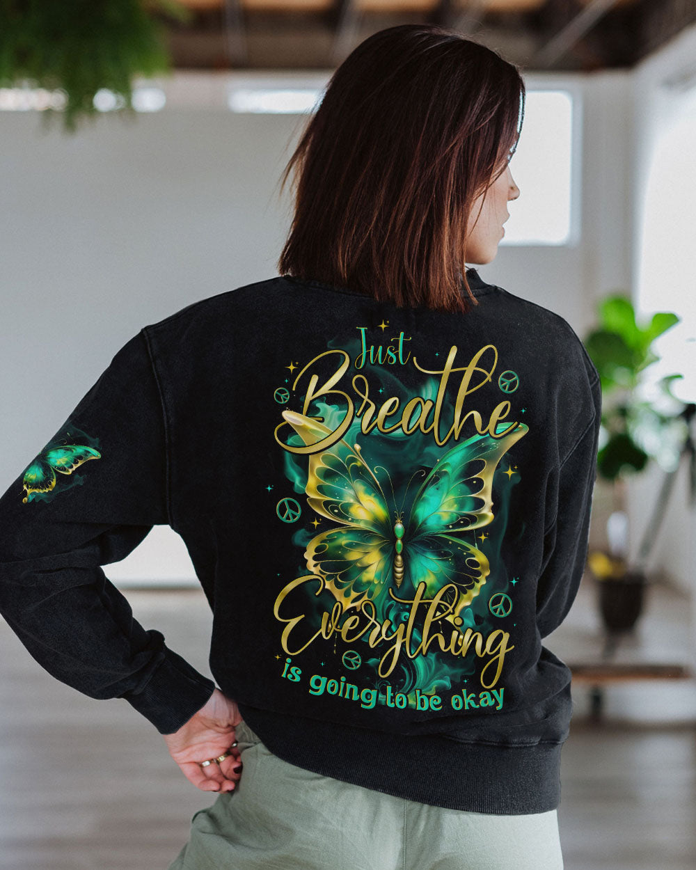 Just Breathe Everything is Going to Be Okay Glowing Butterfly AOP Shirts _7_ Ok0Bf
