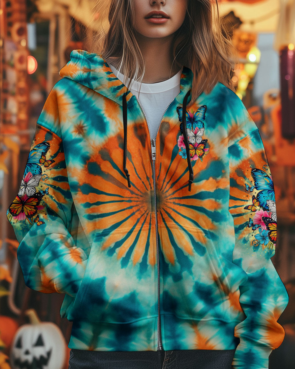 Just Breathe Everything is Going to Be Okay Tie Dye Butterfly Positive AOP Shirts _4_ QEXqB