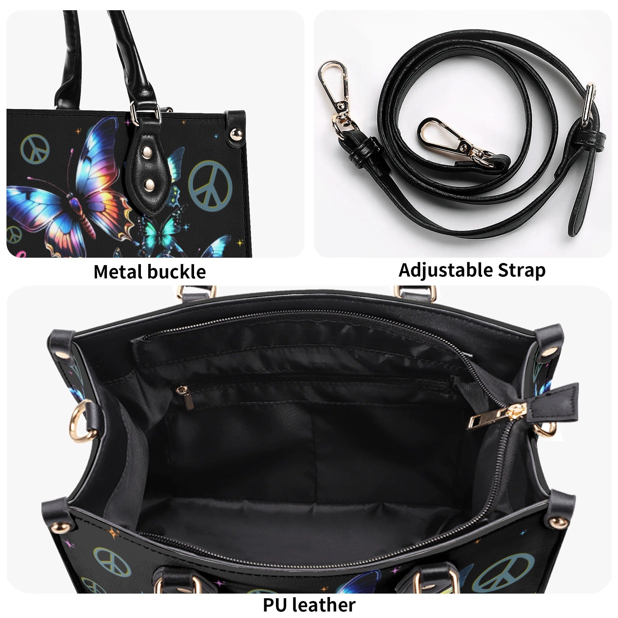 Just Breathe Everything is Going to be Okay Butterfly Hippie Leather Bag Gift for Women _7_ bg7m0