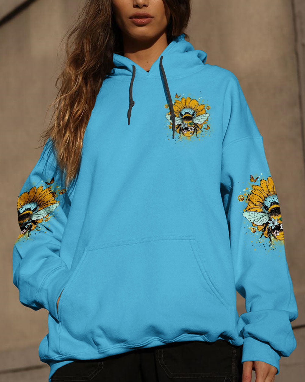 Just Breathe Everything is Going to be Okay Sunflower _26 Bee Design AOP Shirts _4_ pWNcv