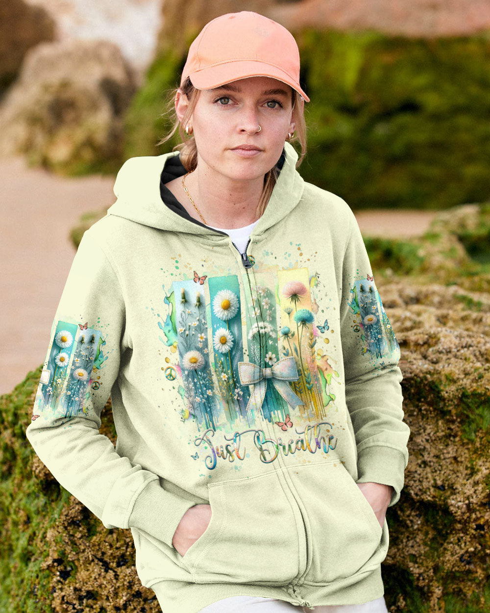 Just Breathe Floral Wildflowers and Bow Inspirational Pullover AOP Shirts _2_ Gz8Bv