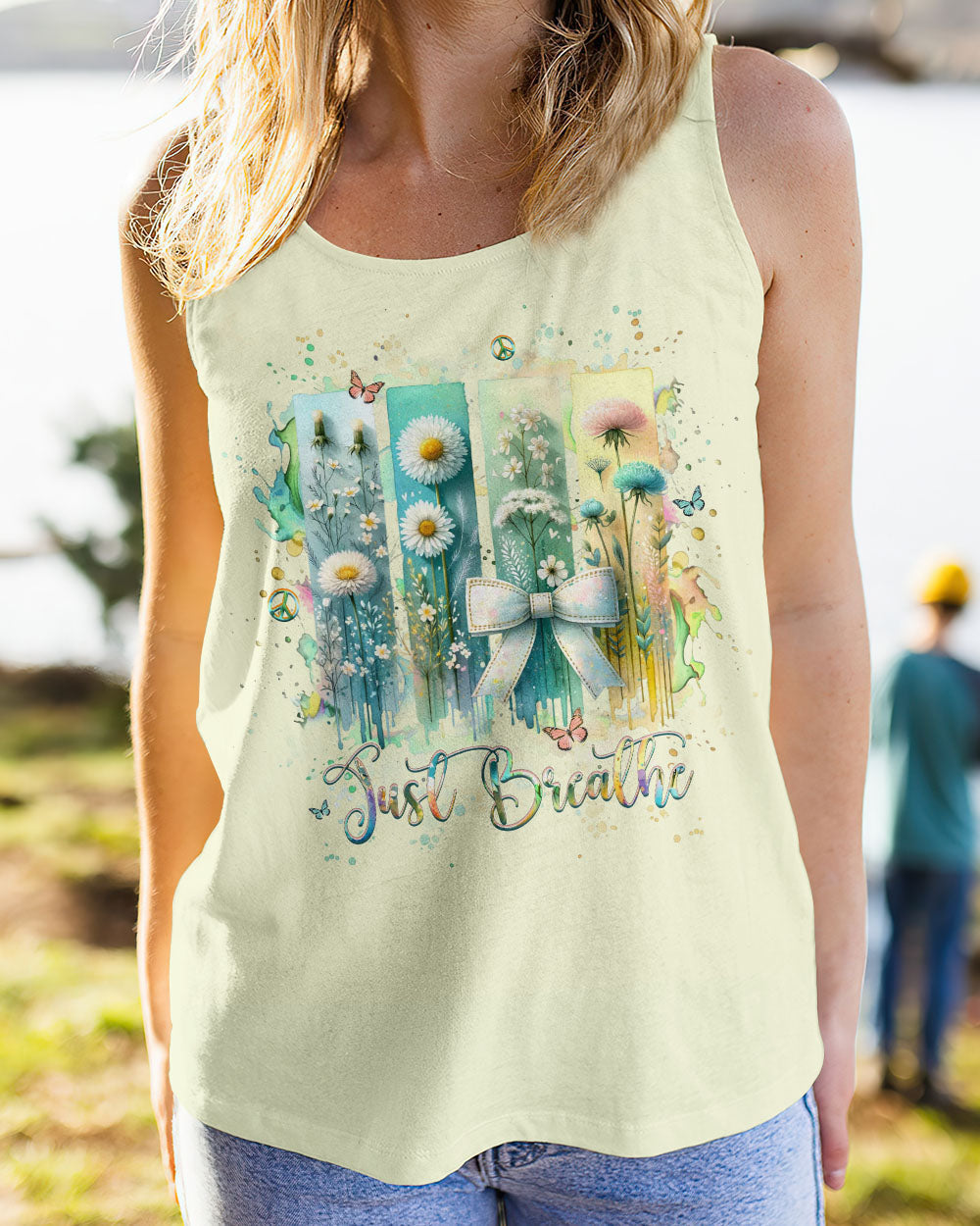 Just Breathe Floral Wildflowers and Bow Inspirational Pullover AOP Shirts _4_ 1nN9b