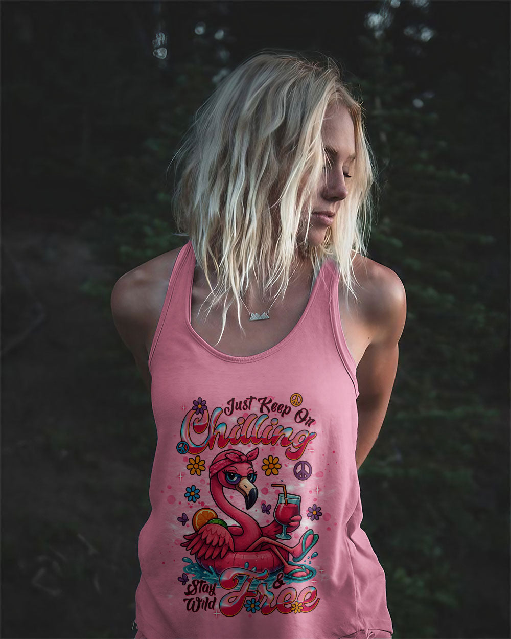 Just Keep On Chilling Stay Wild _26 Free Pink Flamingo Cute Summer AOP Shi _11_ Wp1EF