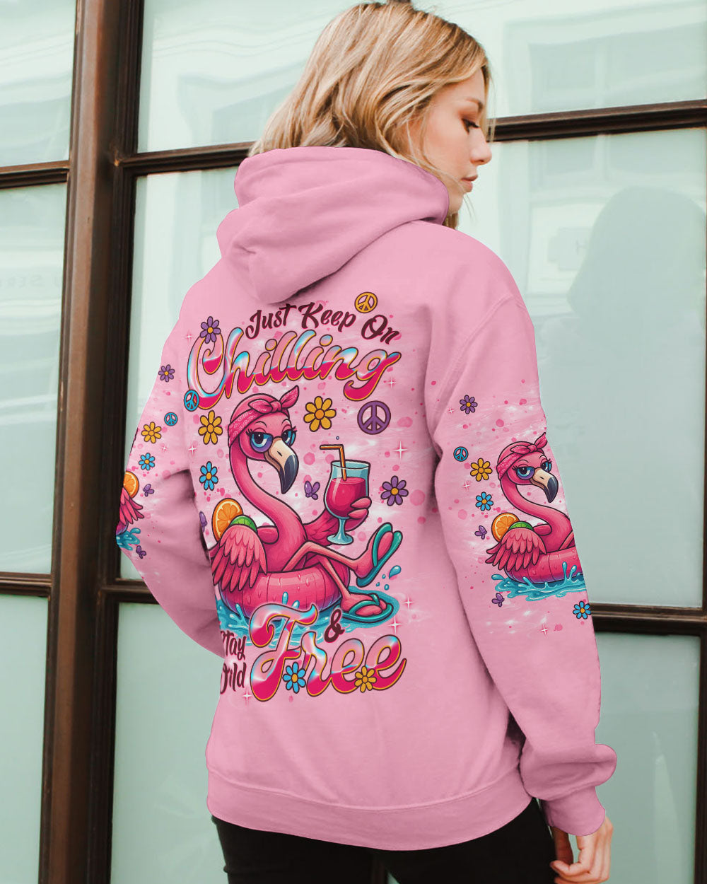 Just Keep On Chilling Stay Wild _26 Free Pink Flamingo Cute Summer AOP Shi _7_ xKHDd
