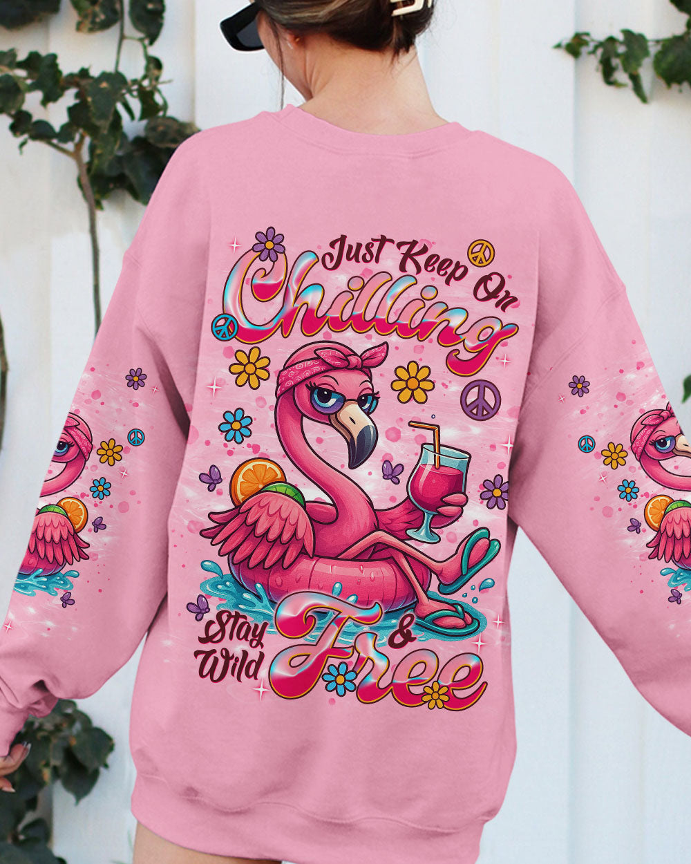 Just Keep On Chilling Stay Wild _26 Free Pink Flamingo Cute Summer AOP Shi _9_ LYVWh