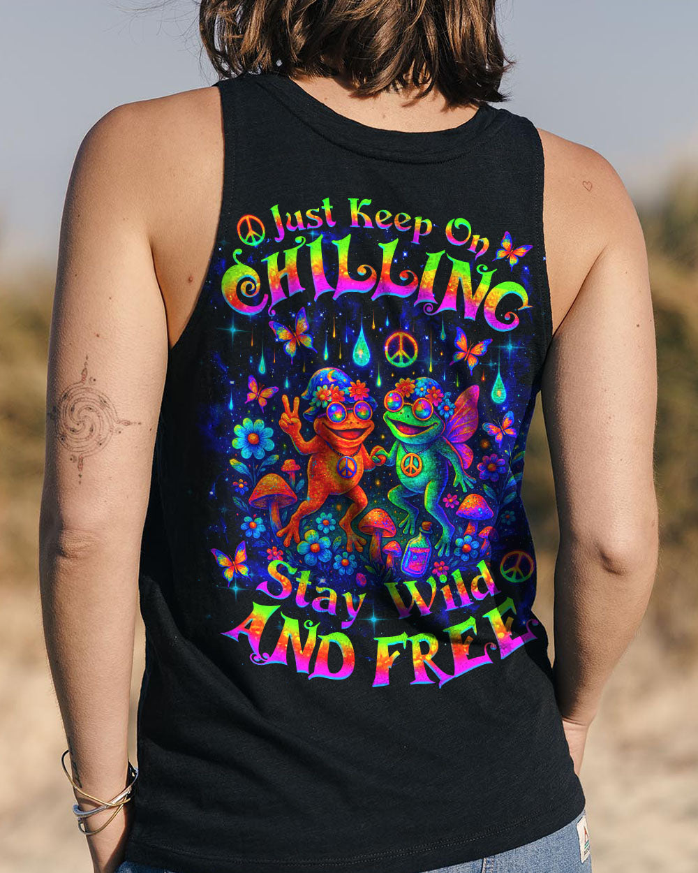 Just Keep On Chilling Stay Wild and Free Fun Frog Colorful Summer AOP Shirts _13_ DbHEV