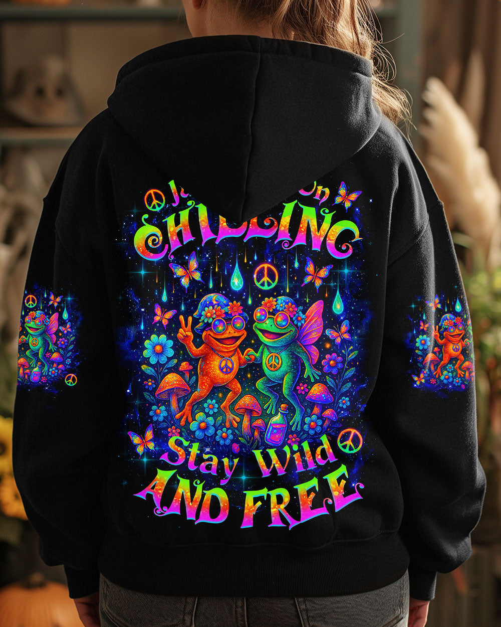 Just Keep On Chilling Stay Wild and Free Fun Frog Colorful Summer AOP Shirts _7_ KmVJ5