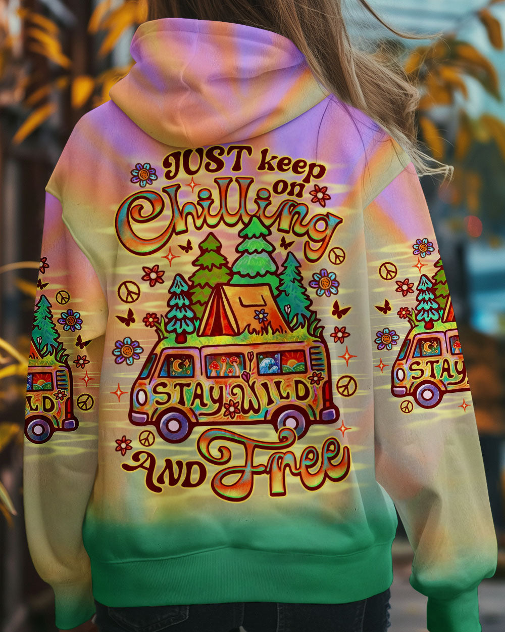 Just Keep on Chilling Stay Wild and Free Camper Van Tie Dye AOP Shirts _12_ 1fbQP