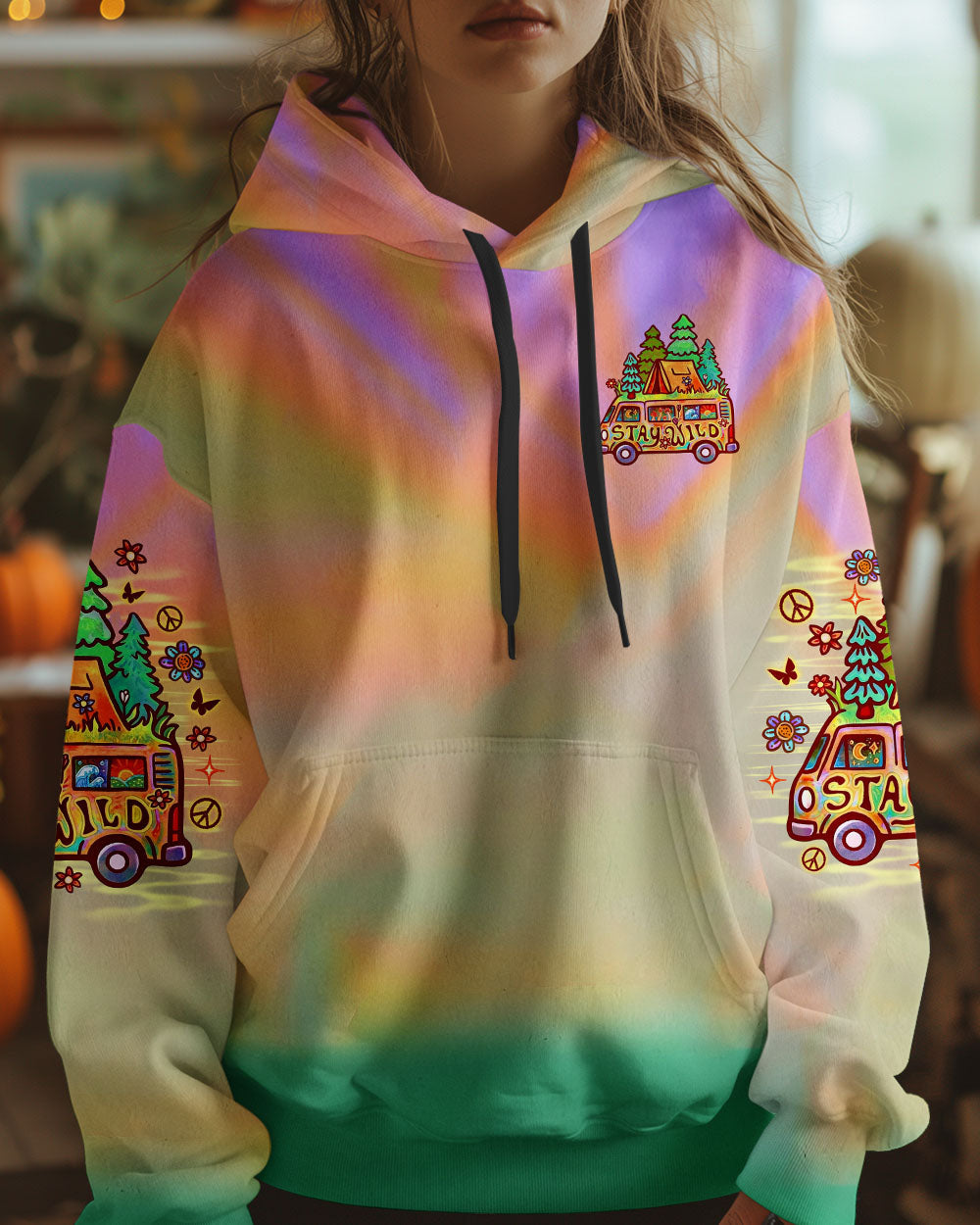 Just Keep on Chilling Stay Wild and Free Camper Van Tie Dye AOP Shirts _4_ 0Ziq3