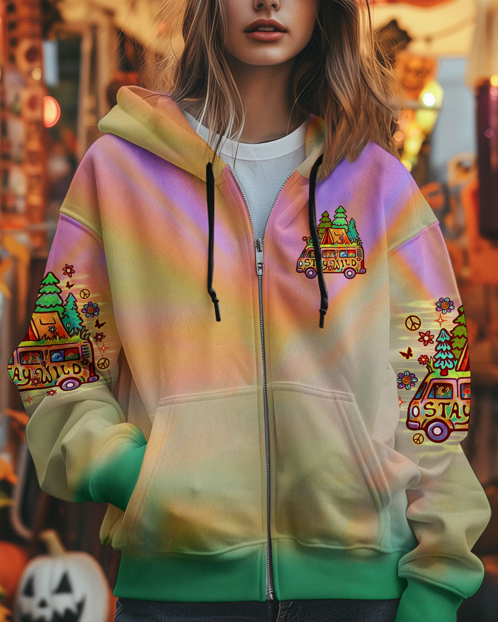 Just Keep on Chilling Stay Wild and Free Camper Van Tie Dye AOP Shirts _8_ 1qzeK