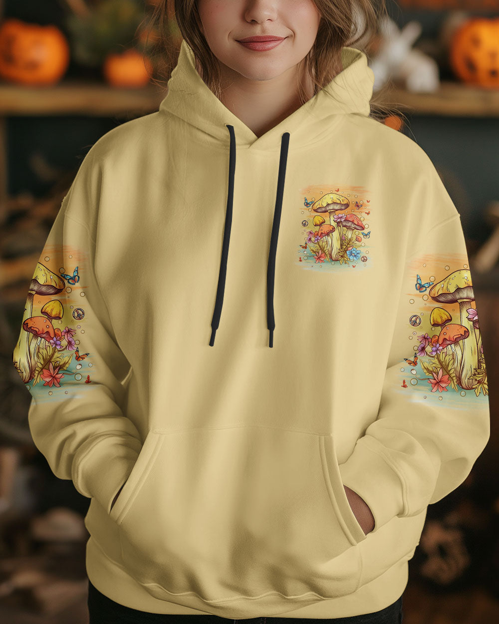 Just a Girl Who Loves Mushrooms Cute Mushroom Nature Graphic for Women AOP Shirts _14_ R05Mc