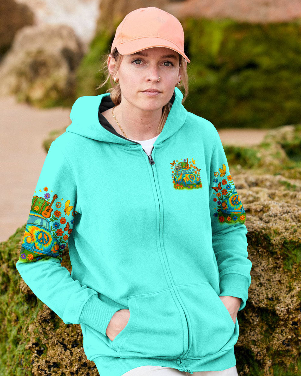 Just a Girl with a Gypsy Soul Peace Sign Car Tie Dye Design for Women AOP Shirts _11_ HcSfG