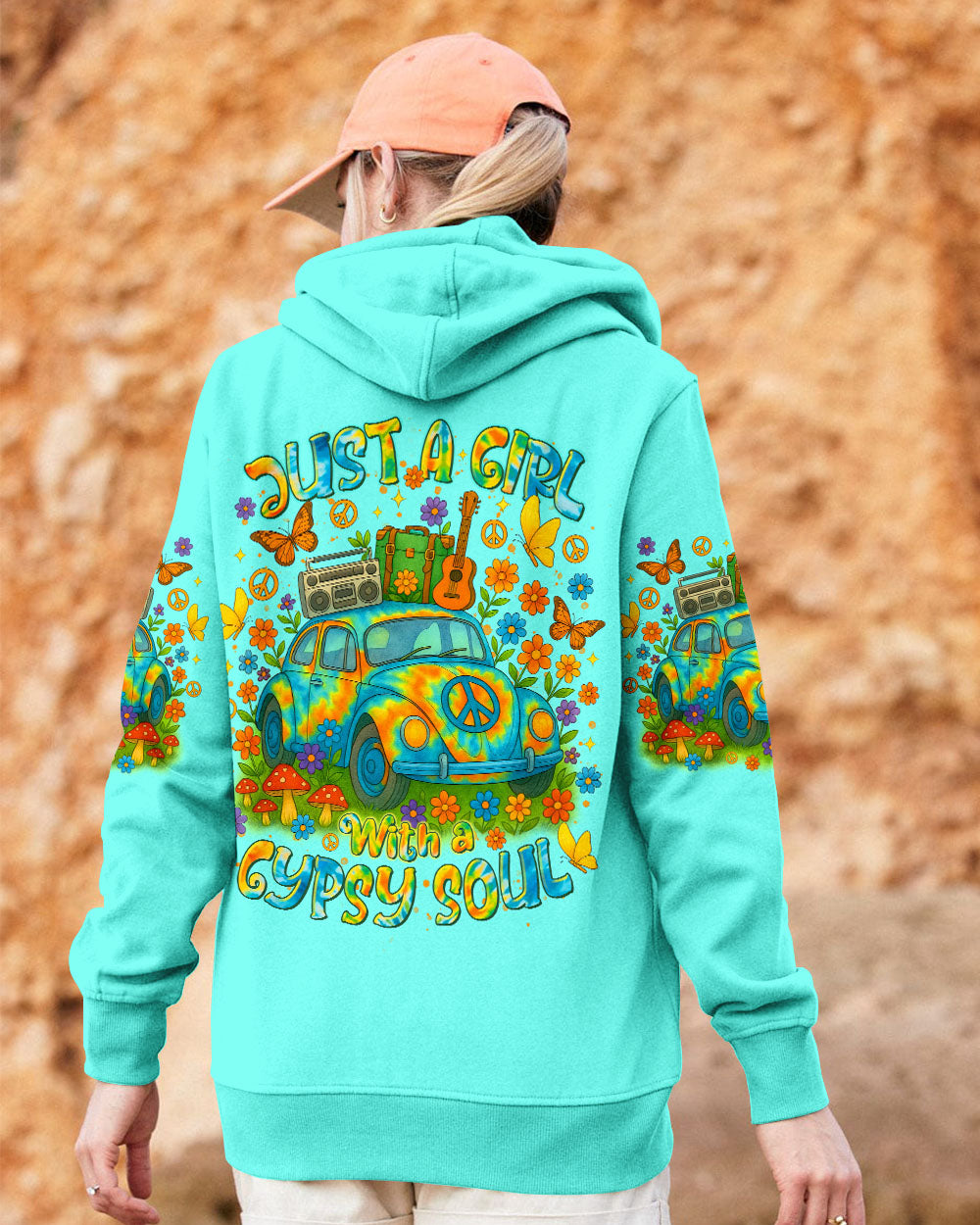 Just a Girl with a Gypsy Soul Peace Sign Car Tie Dye Design for Women AOP Shirts _2_ UKtqm