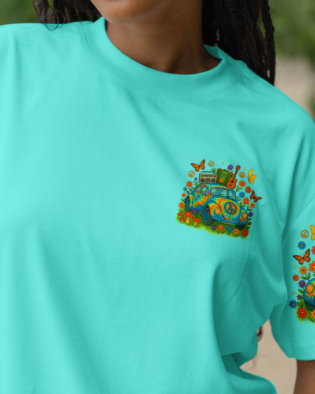 Just a Girl with a Gypsy Soul Peace Sign Car Tie Dye Design for Women AOP Shirts _3_ GJSHZ