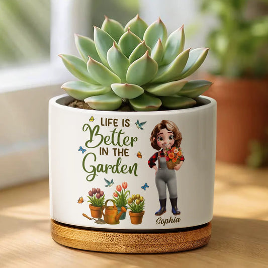 JustAGirlWhoLovesGardening PersonalizedCeramicPlantPot TS875 CLA1419 Mk1