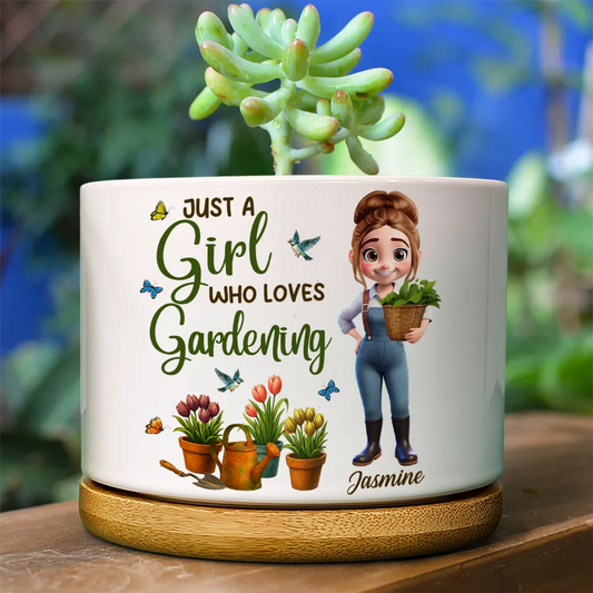 JustAGirlWhoLovesGardening PersonalizedCeramicPlantPot TS875 CLA1419 MkDefault