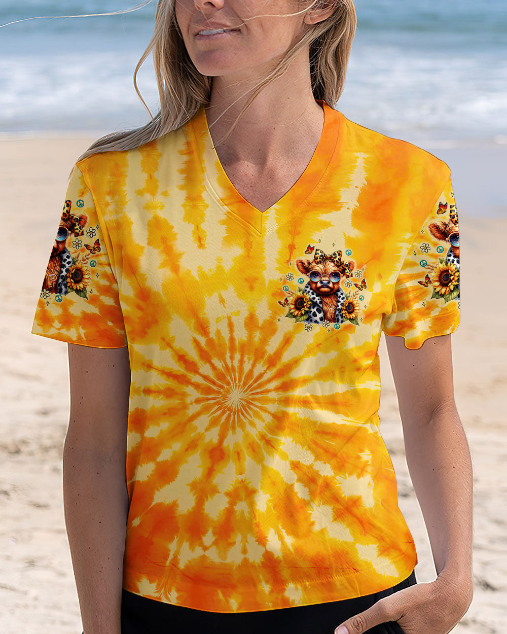 Kinda Boujee Kinda Broke Adorable Cow in Sunglasses _26 Sunflower Design AOP Shirts _2_ UWdZc