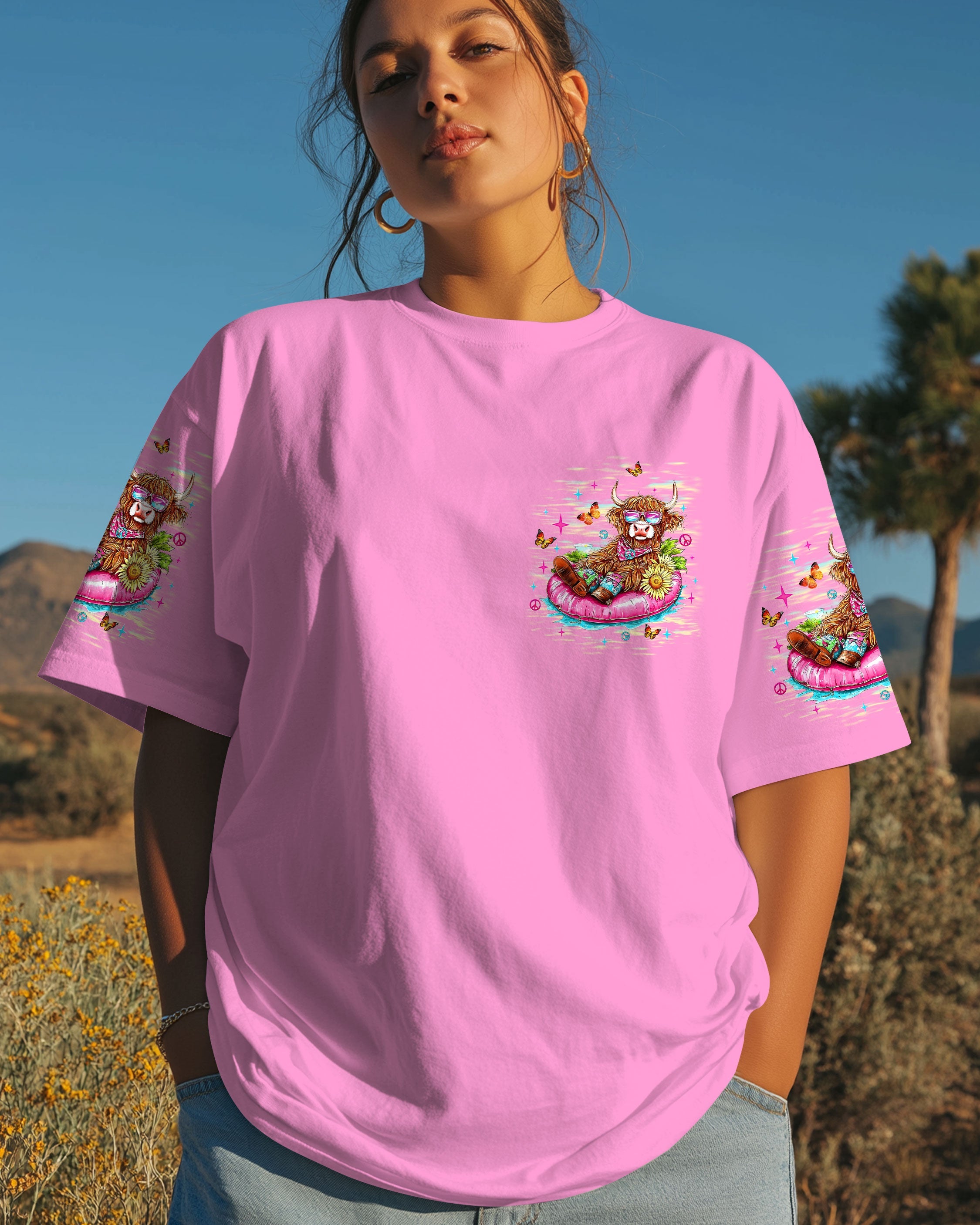 Kinda Boujee Kinda Broke Funny Cow Print with Retro Vibes and Floral Design AOP Shirts _11_ rsVAg
