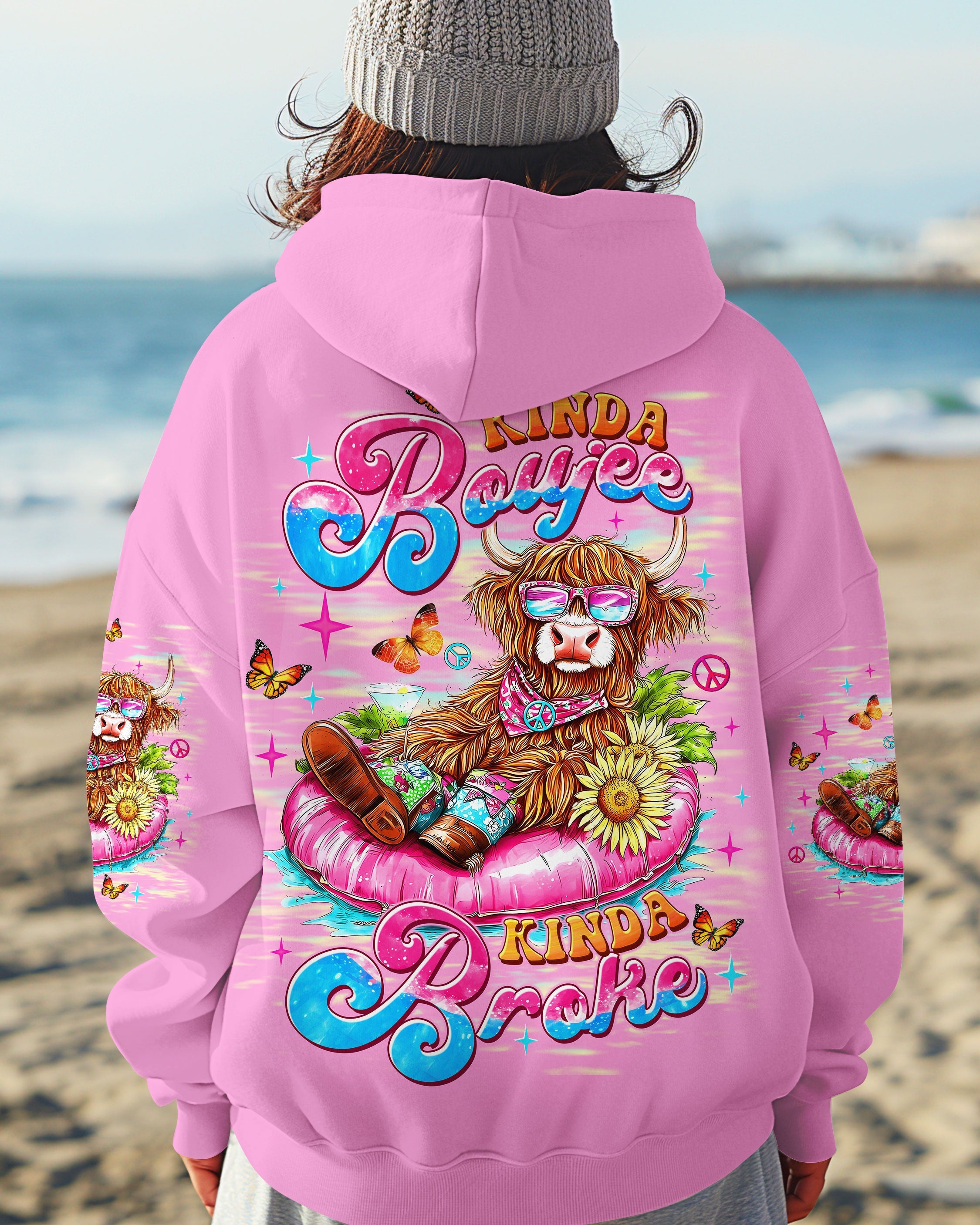 Kinda Boujee Kinda Broke Funny Cow Print with Retro Vibes and Floral Design AOP Shirts _1_ HHzOY