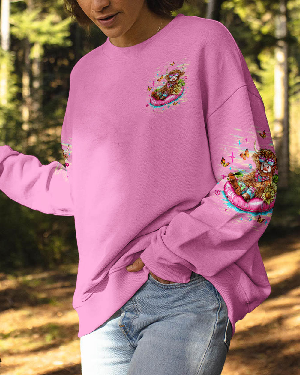 Kinda Boujee Kinda Broke Funny Cow Print with Retro Vibes and Floral Design AOP Shirts _2_ TNhiD