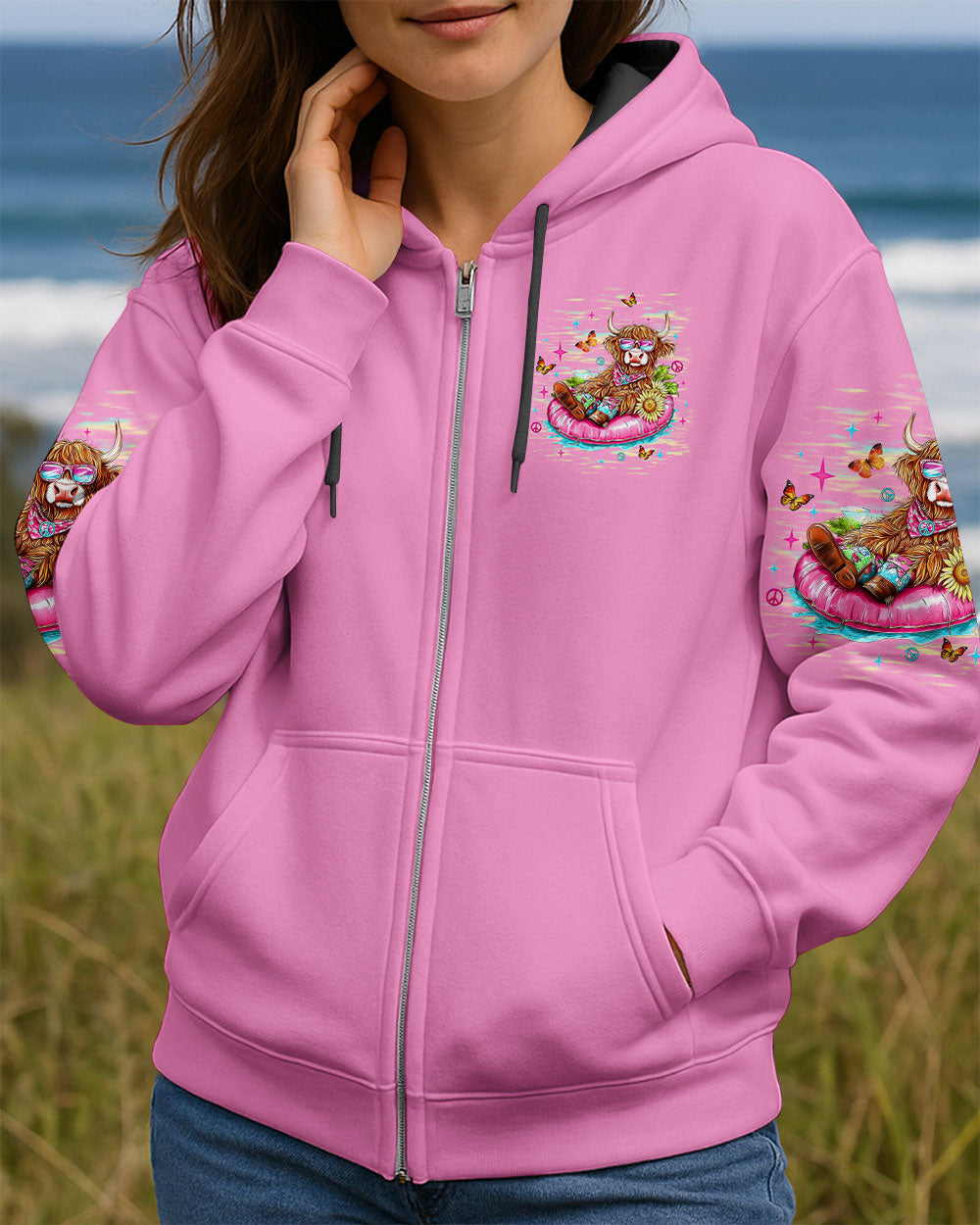 Kinda Boujee Kinda Broke Funny Cow Print with Retro Vibes and Floral Design AOP Shirts _4_ 9EJB1