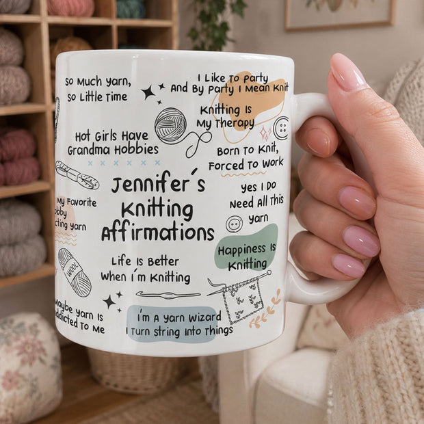 Knitting Affirmation Custom Name Gift For Knitting Lovers - Personalized Ceramic Mug