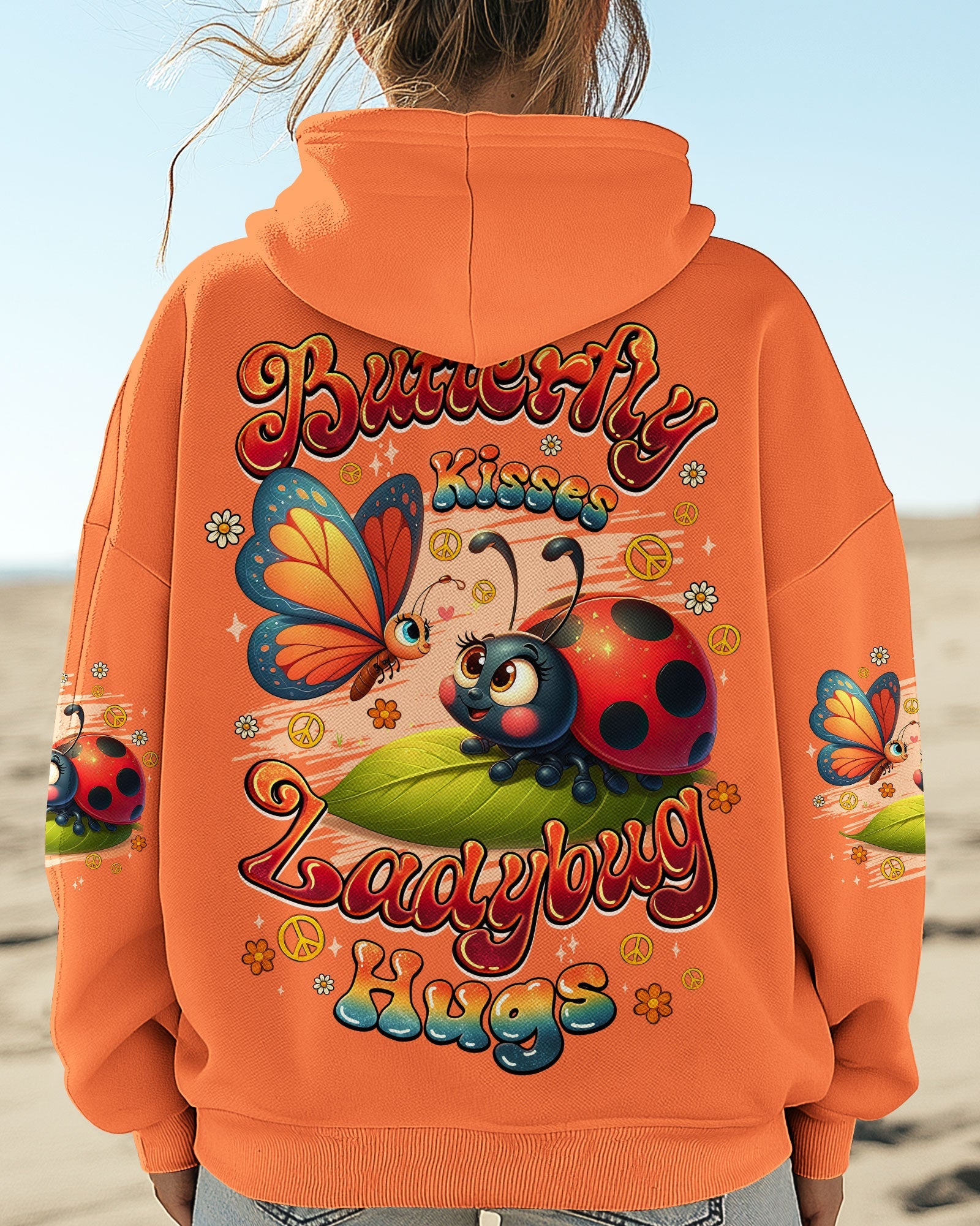 Ladybug Hugs Butterfly Kisses Peace Flowers and Insect Inspired Fun AOP Shirts _14_ SUeJR
