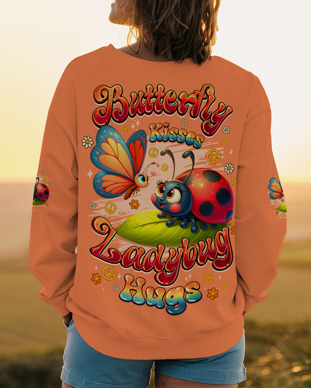 Ladybug Hugs Butterfly Kisses Peace Flowers and Insect Inspired Fun AOP Shirts _1_ 3CiXb