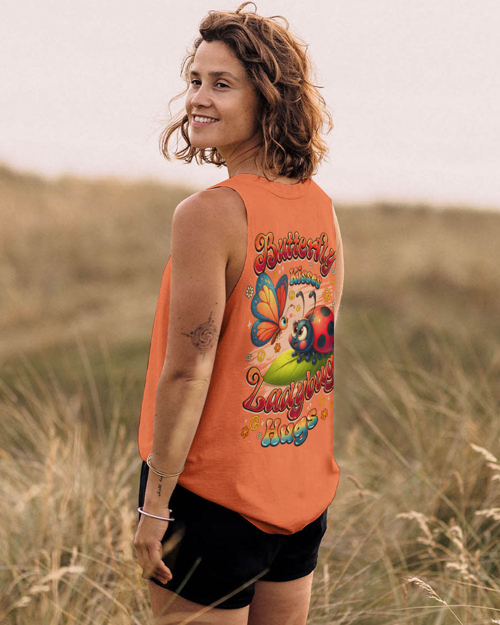 Ladybug Hugs Butterfly Kisses Peace Flowers and Insect Inspired Fun AOP Shirts _4_ Dcfk8