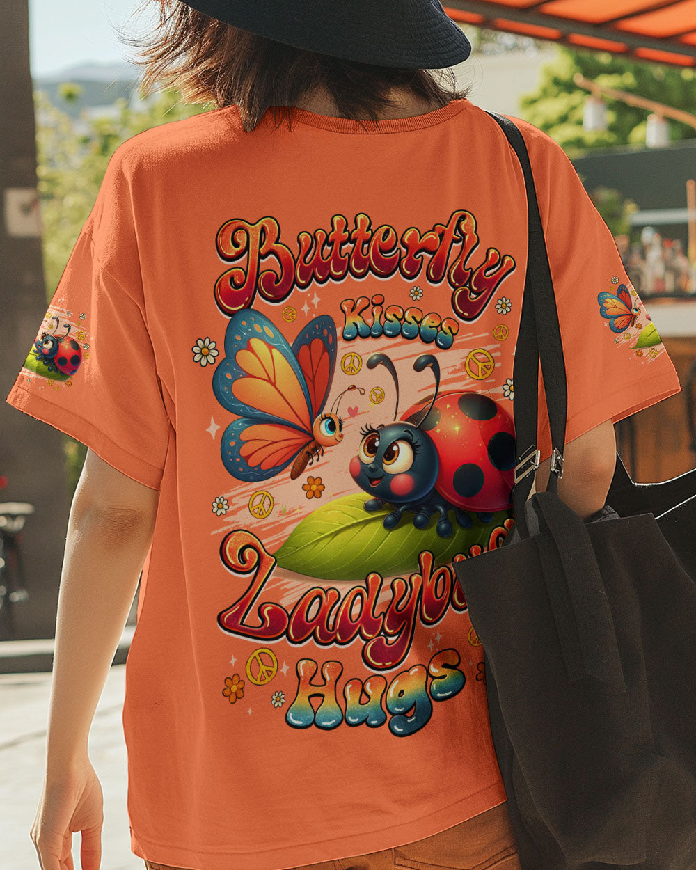 Ladybug Hugs Butterfly Kisses Peace Flowers and Insect Inspired Fun AOP Shirts _6_ xkYme