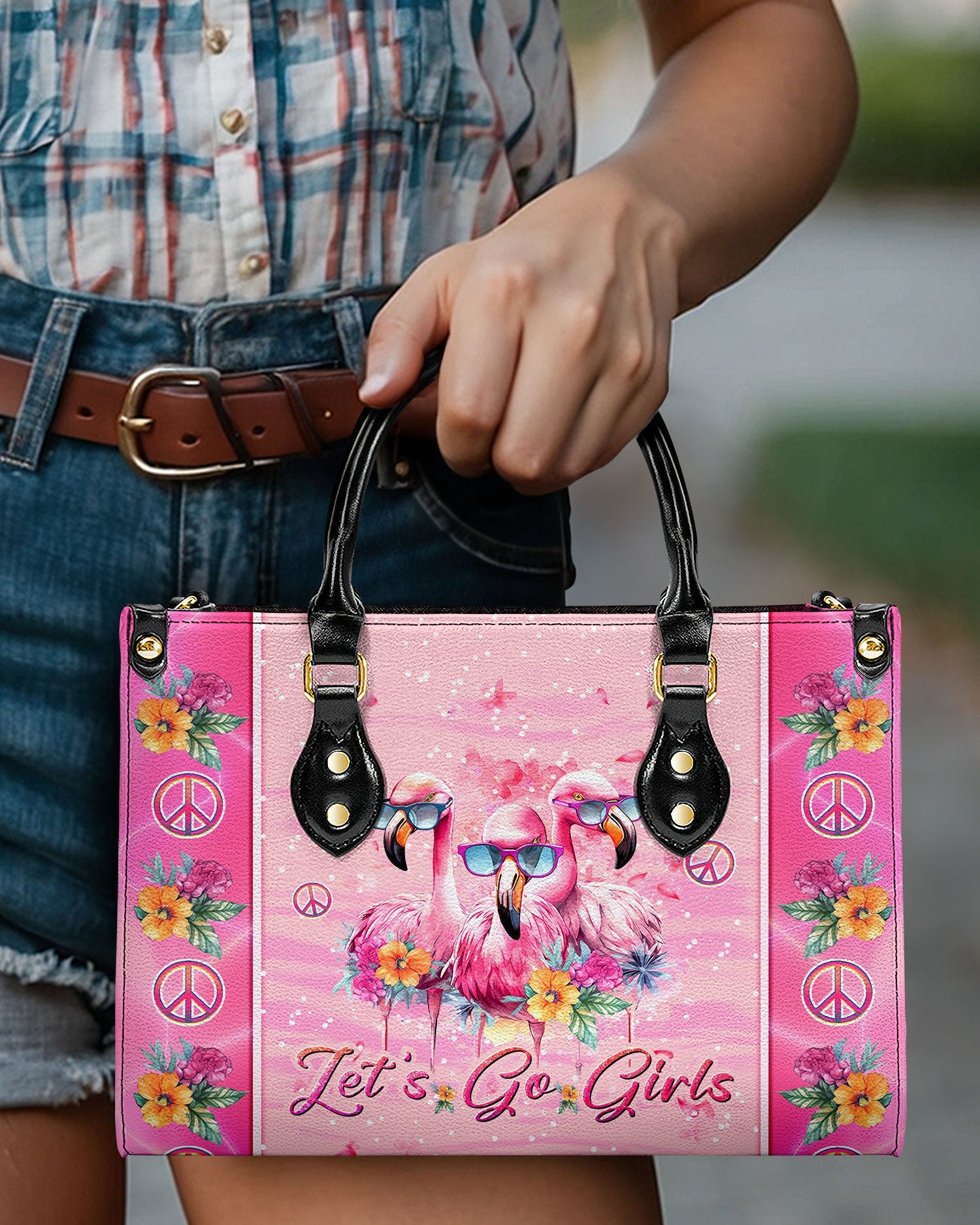 Let_E2_80_99s Go Girls Tropical Pink Flamingo Hippie Leather Bag Gift for Women _3_ mstHr