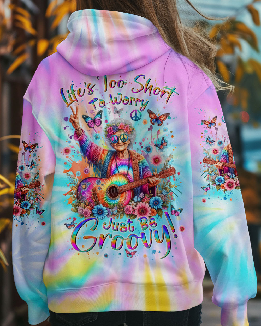 Lifes Too Short to Worry Just Be Groovy Tie Dye Hippie Peace and Love AOP Shirts _12_ Fp9a4