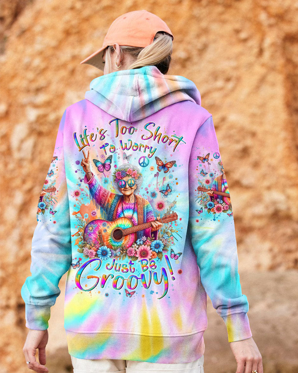 Lifes Too Short to Worry Just Be Groovy Tie Dye Hippie Peace and Love AOP Shirts _13_ WpsYJ