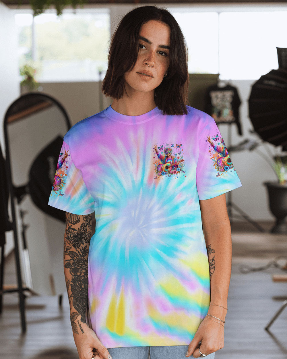 Lifes Too Short to Worry Just Be Groovy Tie Dye Hippie Peace and Love AOP Shirts _14_ zYaIY