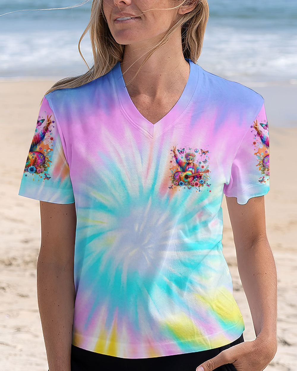 Lifes Too Short to Worry Just Be Groovy Tie Dye Hippie Peace and Love AOP Shirts _2_ VovDG