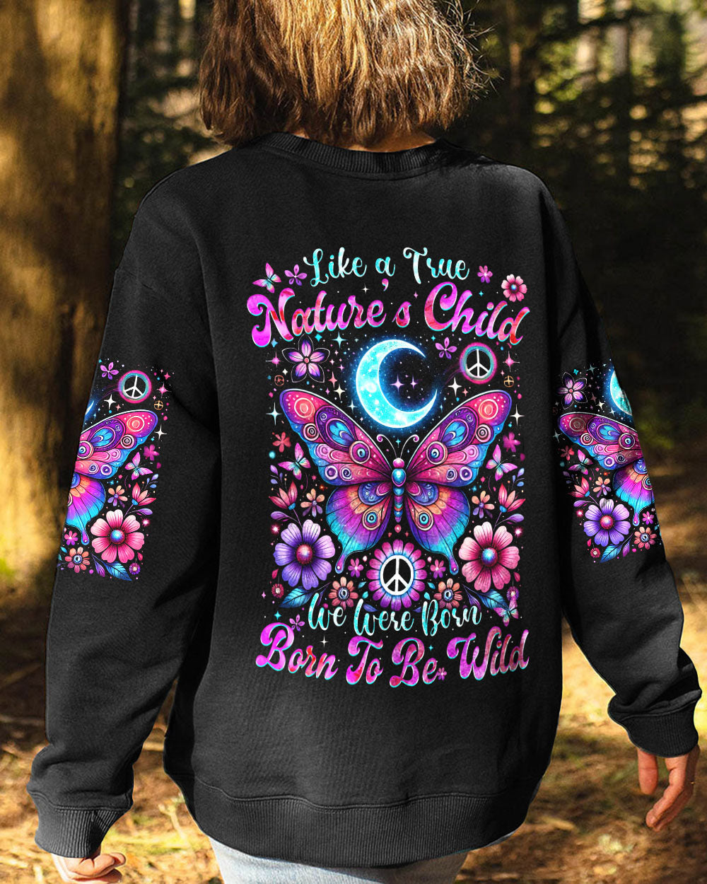 Like a True Nature_E2_80_99s Child We Were Born to Be Wild Psychedelic Butterfly Graphic AOP Shirts _9_ q8fzv