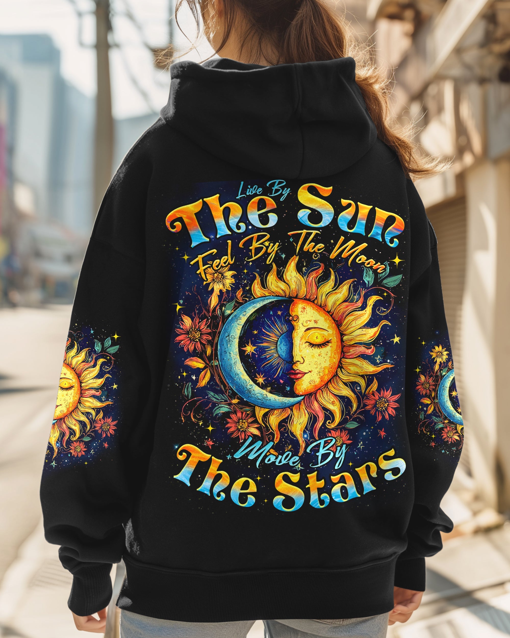 Live by the Sun Feel by the Moon Cosmic Sun Moon Stars Boho AOP Shirts _5_ SPmva