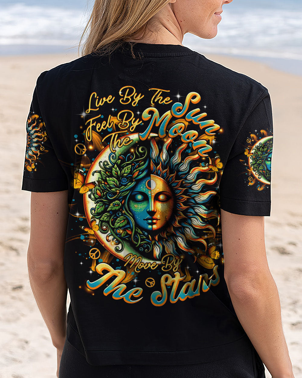 Live by the Sun Feel by the Moon Move by the Stars Celestial Moon and Sun AOP Shirts _5_ pmN7v