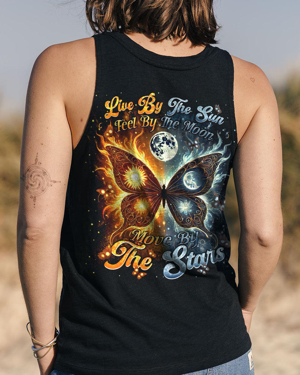 Live by the Sun Feel by the Moon Move by the Stars Cosmic Butterfly AOP Shirts _11_ 89uYi