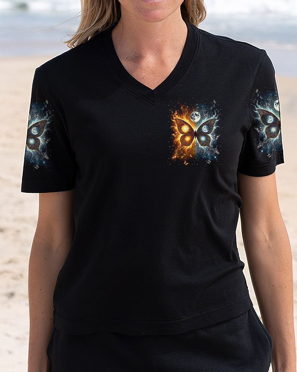 Live by the Sun Feel by the Moon Move by the Stars Cosmic Butterfly AOP Shirts _2_ 9cSz7