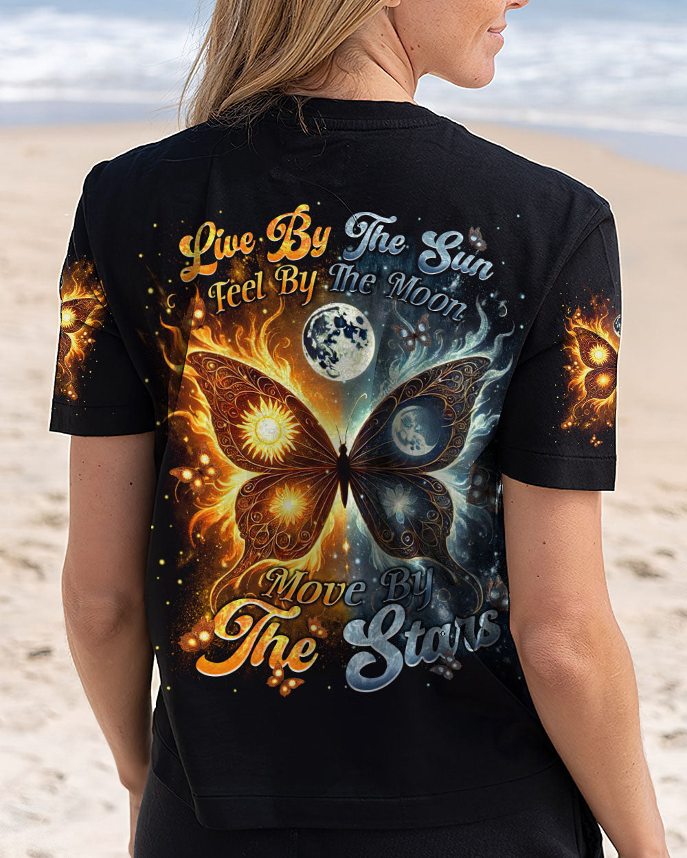 Live by the Sun Feel by the Moon Move by the Stars Cosmic Butterfly AOP Shirts _3_ 3UIQN
