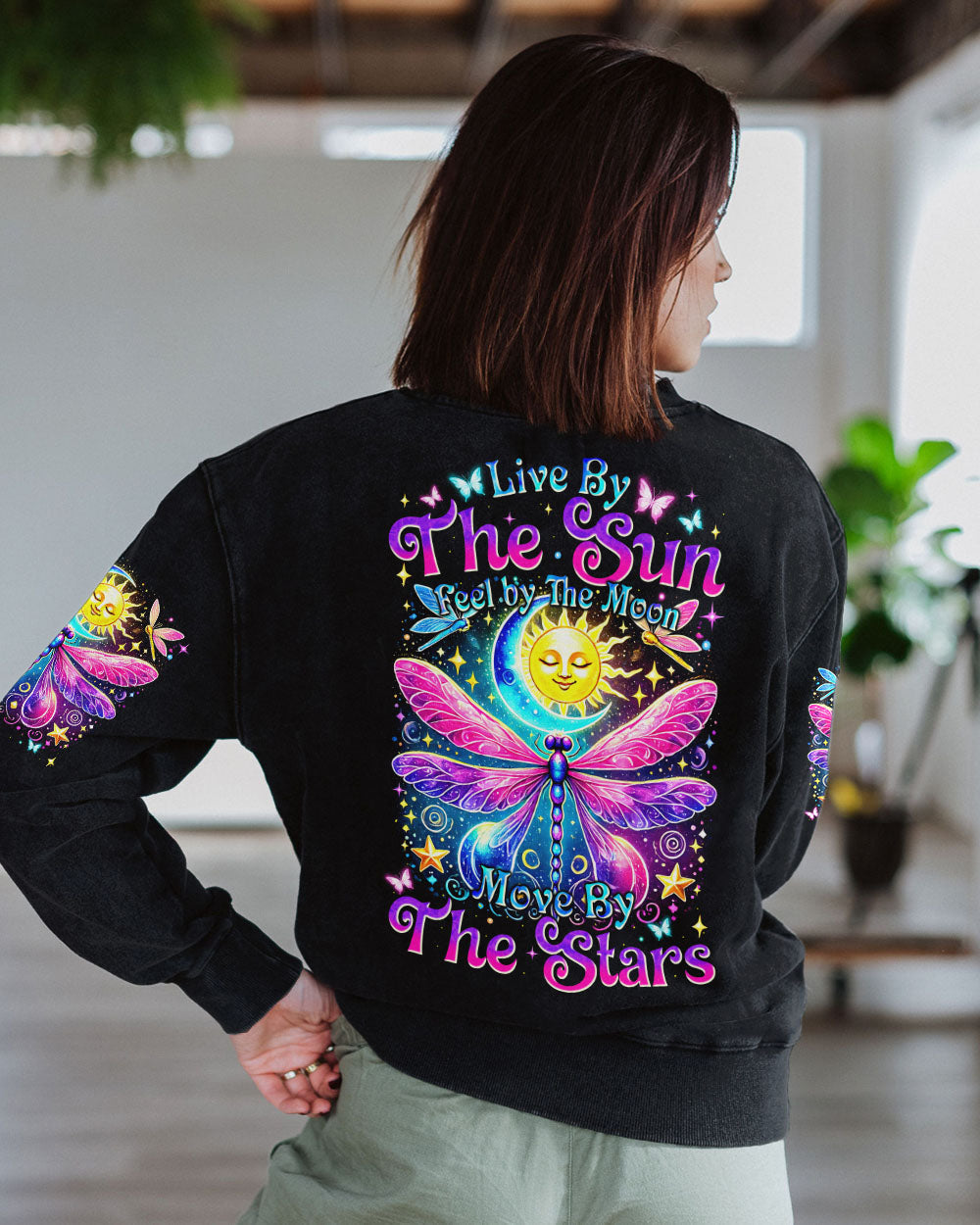 Live by the Sun Feel by the Moon Move by the Stars Spiritual Dragonfly AOP Shirts _10_ akeAW