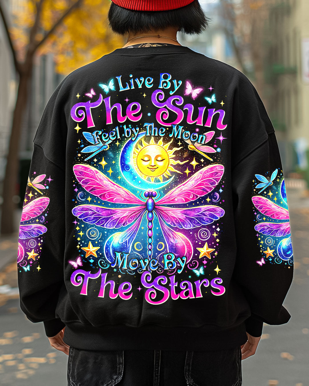 Live by the Sun Feel by the Moon Move by the Stars Spiritual Dragonfly AOP Shirts _4_ PB6ny