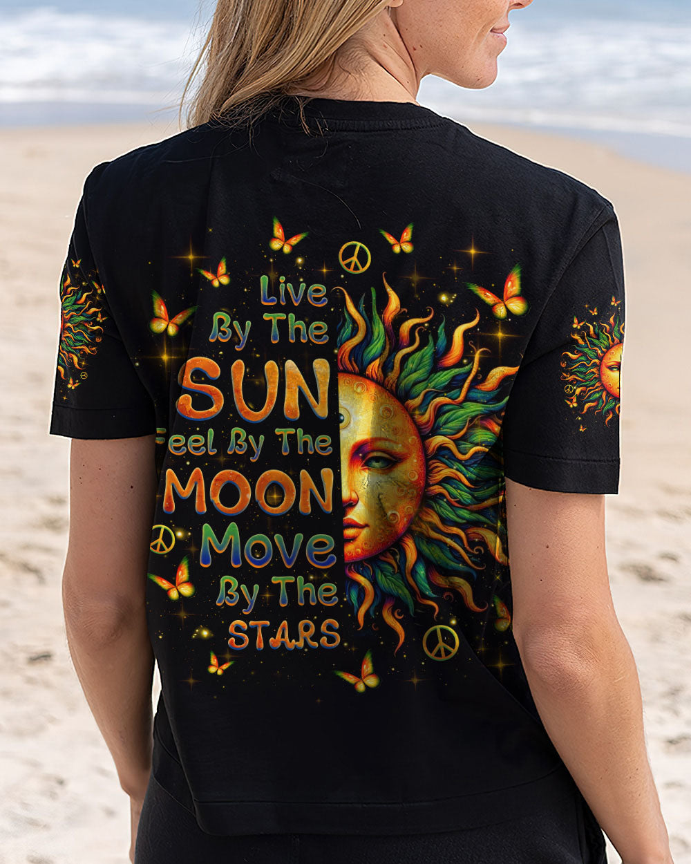 Live by the Sun Feel by the Moon Move by the Stars Sun Moon Face AOP Shirts _12_ N9Cs1
