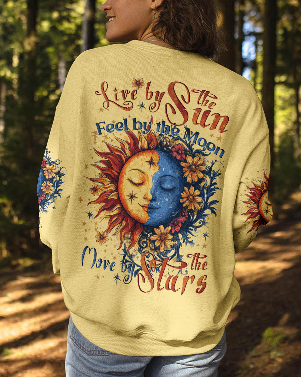Live by the Sun Feel by the Moon Move by the Stars Sun Moon Stars Graphic AOP Shirts _1_ JO9hj