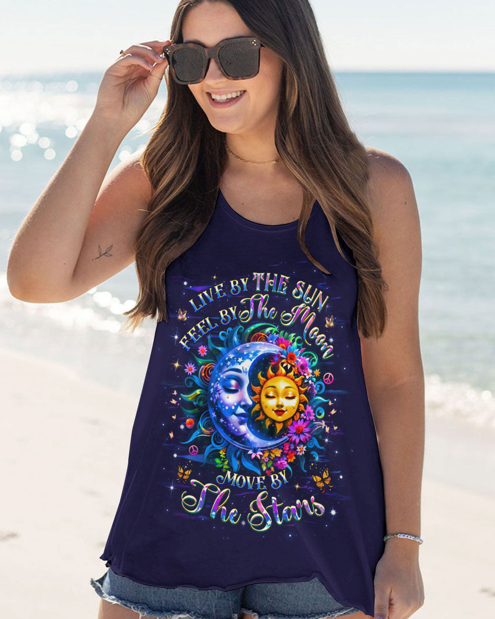 Live by the Sun Feel by the Moon Move by the Stars Sun and Moon Graphic AOP Shirts _11_ 0TezF