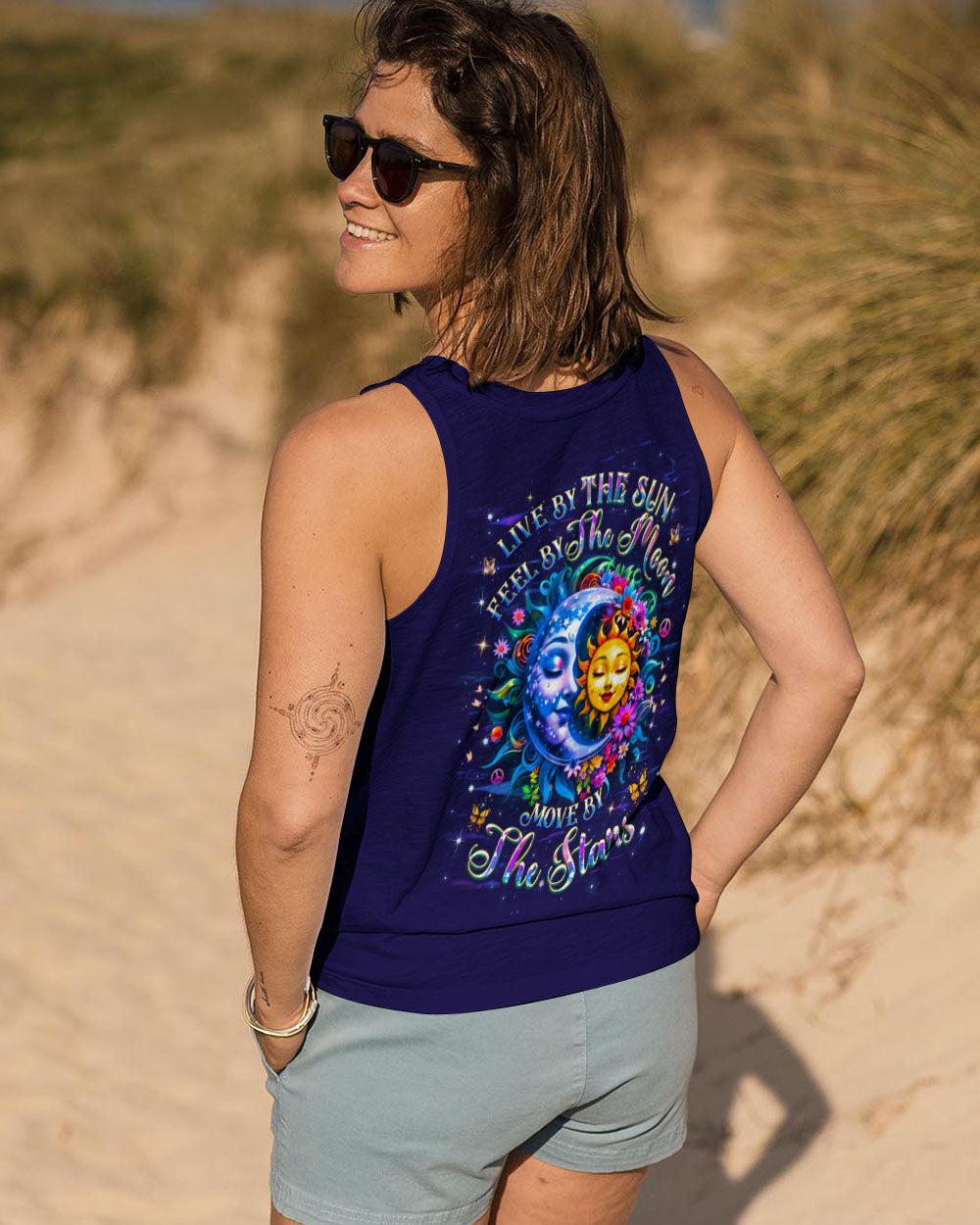 Live by the Sun Feel by the Moon Move by the Stars Sun and Moon Graphic AOP Shirts _13_ KafYW