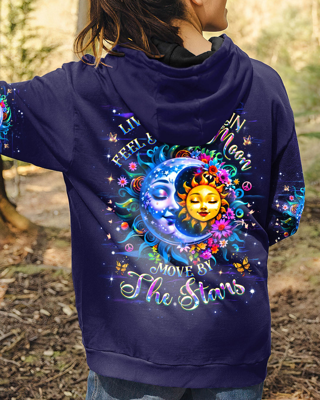 Live by the Sun Feel by the Moon Move by the Stars Sun and Moon Graphic AOP Shirts _7_ qCs9P