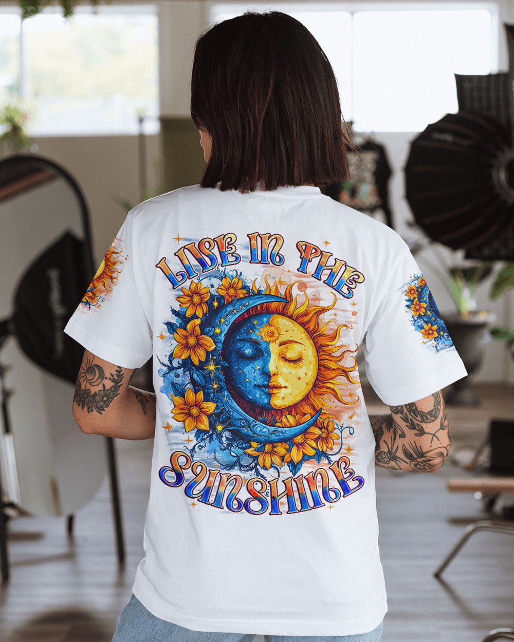 Live in the Sunshine Sun and Moon Floral Graphic AOP Shirts _11_ QBjc3